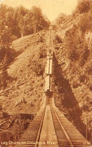Log Chute Logging on Columbia River Oregon 1912 postcard