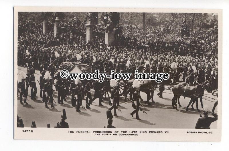 r1764 - Funeral of King Edward VII - Coffin on Gun Carriage - postcard