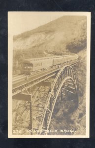 RPPC BANFF CANADA STONE CREEK BRIDGE RAILROAD TRAIN VINTAGE REAL PHOTO POSTCARD