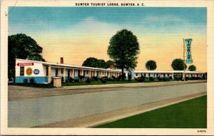 Vtg 1930s Sumter Tourist Lodge Motel Sumter South Carolina SC Linen Postcard