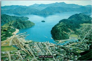 South Island Terminal for Cook Strait Rail Ferries Picton New Zealand Postcard