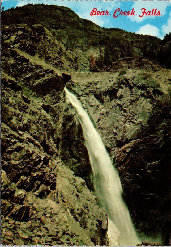 VINTAGE CONTINENTAL SIZE POSTCARD BEAR CREEK FALLS OURAY COLORADO