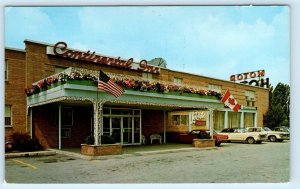 BUFFALO, NY ~ Roadside CONTINENTAL INN ca 1960s U.S. & Canadian FlagsPostcard