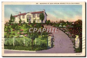 Postcard Former Residence of John harlow Beverly Hills California