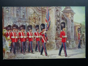 Scotland THE SCOTS GUARDS LEAVING BUCKINGHAM PALACE c1934 Postcard by Valentine