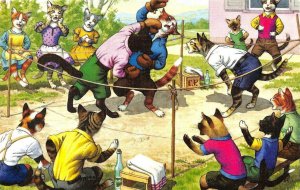 MAINZER  Cats #4711 BOXING MATCH~Sports  Anthropomorphic  Deckle Edge Postcard