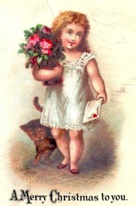 1870's-80's Christmas New years Cute Girl Lot Of 4 Victorian Trade Card P24