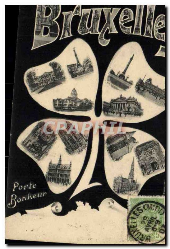 Old Postcard Brussels Good Luck Clover