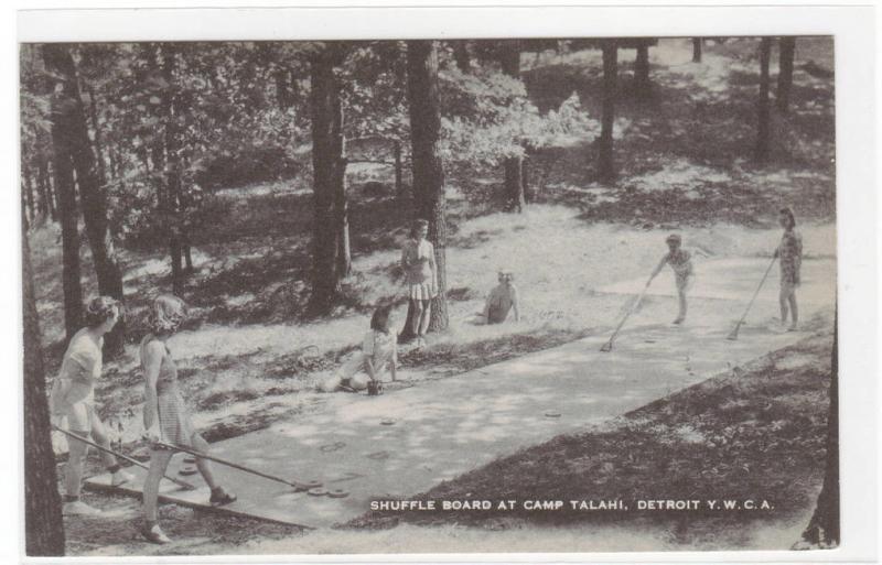 Shuffle Board Game YWCA Girls Camp Talahi Detroit Michigan postcard