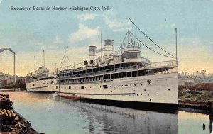 Excursion Steamers Theodore Roosevelt Michigan City Harbor Indiana 1912 postcard