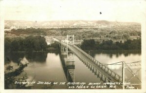 Suspension Bridge Mississippi Prairie Du Chien Wisconsin 1942 Postcard 20-2526