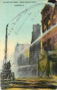 OH-CINCINNATI-WATER TOWER IN ACTION-FIGHTING THE FLAMES-M...