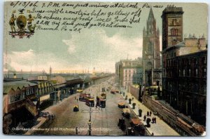 Postcard - Overhead Railway & St. Nicholas Church - Liverpool, England