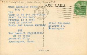 Artvue Boy Scouts 1941 Farmingham Massachusetts postcard 714