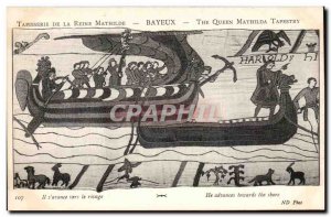 Postcard Old Bayeux Tapestry of Queen Mathilde It s & # 39avance ashore