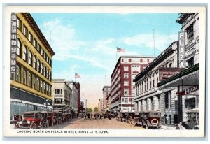 c1920's Looking North Pierce Street Classic Cars Sioux City Iowa IA Postcard 