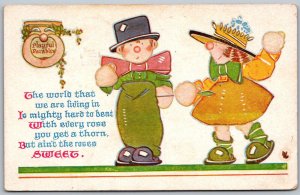 Playful Parables 1910 Comic Postcard With Every Rose You Get A Thorn Sycamore OH