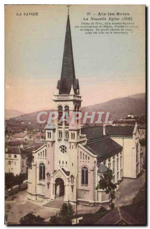 Aix les baisn Old Postcard The new church