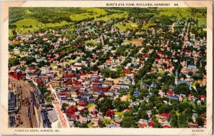 Aerial View of Rutland, VT Linen Vintage Postcard V11