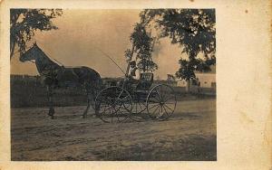 Westbrook ME Dirt Street Horse and Wagon Real Photo Postcard