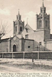 c.1910 Church of San Felipe Albuquerque New Mexico Rotograph Postcard Religious