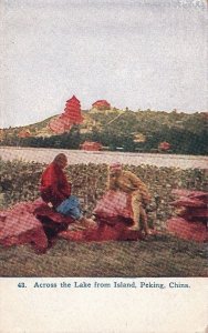 Postcard Across Lake from Island Peking China
