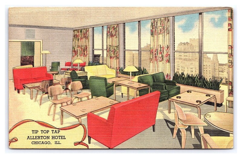 Tip Top Tap Allerton Hotel Chicago ILL Illinois c1954 Postcard