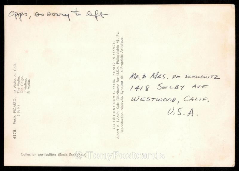 Pablo PICASSO (1881-) - Le Violon au Cafe