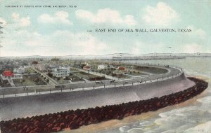 East End of Sea Wall, Galveston, Texas, Early Postcard, Unused