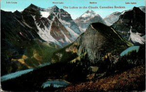 Vtg Lakes in the Clouds Lake Louise Agnes Beehive Mirror Alberta Canada Postcard