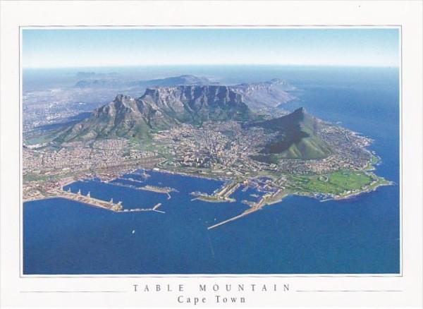 South Africa Table Bay Harbour & Table Mountain Aerial View