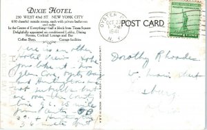 1940s Dixie Hotel West 43rd Street Times Square New York Postcard
