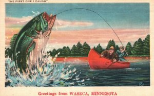 Vintage Postcard The First One I Caught Greetings From Waseca Minnesota Fish