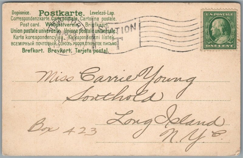 KITTEN PLAYING ANTIQUE POSTCARD