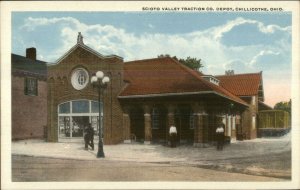 Chillicothe OH Scioto Valley Traction Co Depot Train Station c1920 Postcard