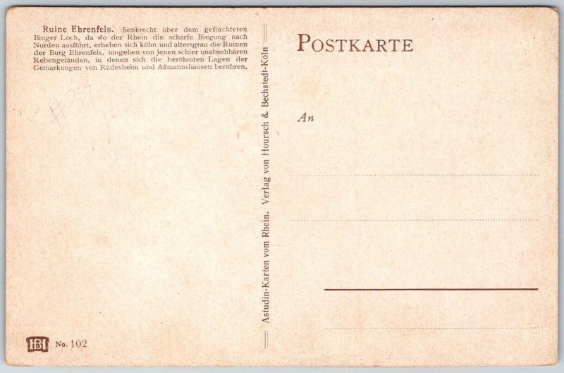 Hesse Germany c1910 Postcard Ruins Ehrenfels Germany Rhine River
