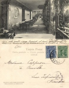 chile, SALTO, Veranda del Hotel (1908) Kirsinger Postcard