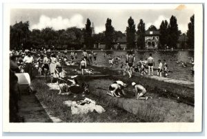 c1940's Swimming pool at Angra Teplice Czech Republic Posted RPPC Photo Postcard