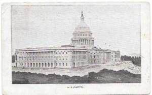 Card U.S. Capitol. Washington D.C. to Wooster, Ohio Sept. 1907.  Franklin #300