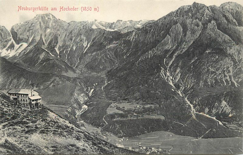 Austria Neuburgerhütte am Hocheder cottage and mountains scenic panorama