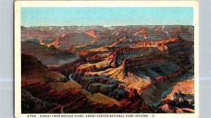 Sunset from Mohave Point, Grand Canyon Nat'l Park AZ Fred Harvey Postcard N48