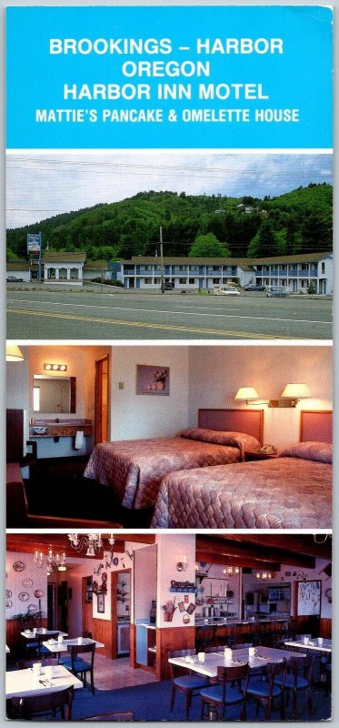 Brookings Harbor Oregon 1980s Oversize Postcard Harbor Inn Motel Pancake House