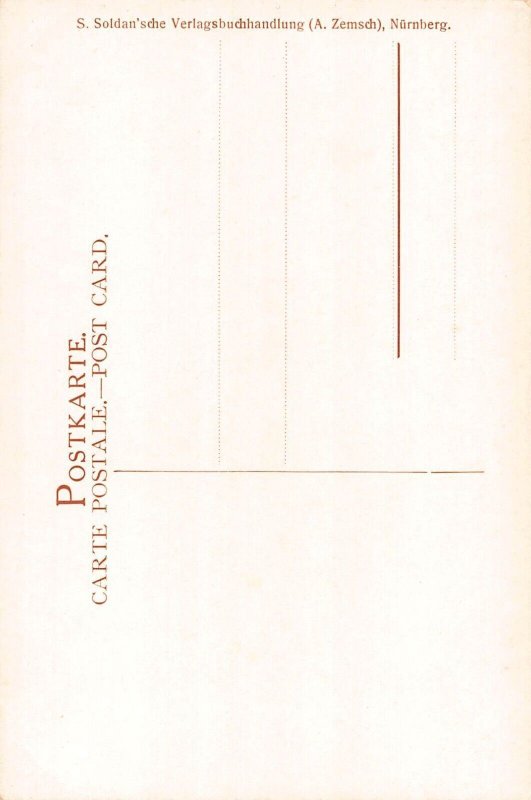 A019 Germany Nuernberg Bratwurstgloecklein painting signed vintage postcard