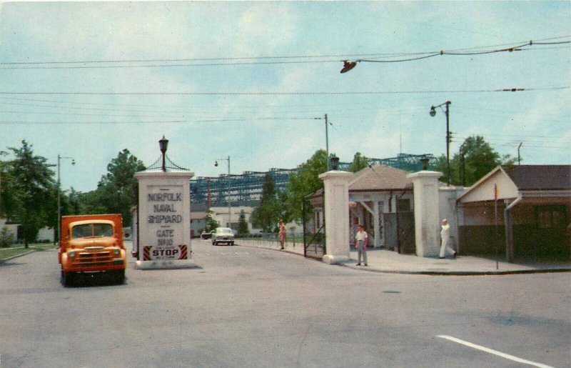 Portsmouth Virginia Fourth Street Gates Naval Shipyards Crocker Postcard 24-7736