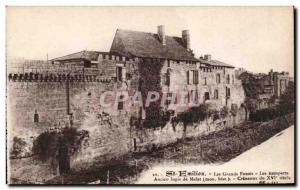 Old Postcard Saint Emilion Large pits Ramparts former dwelling Malet