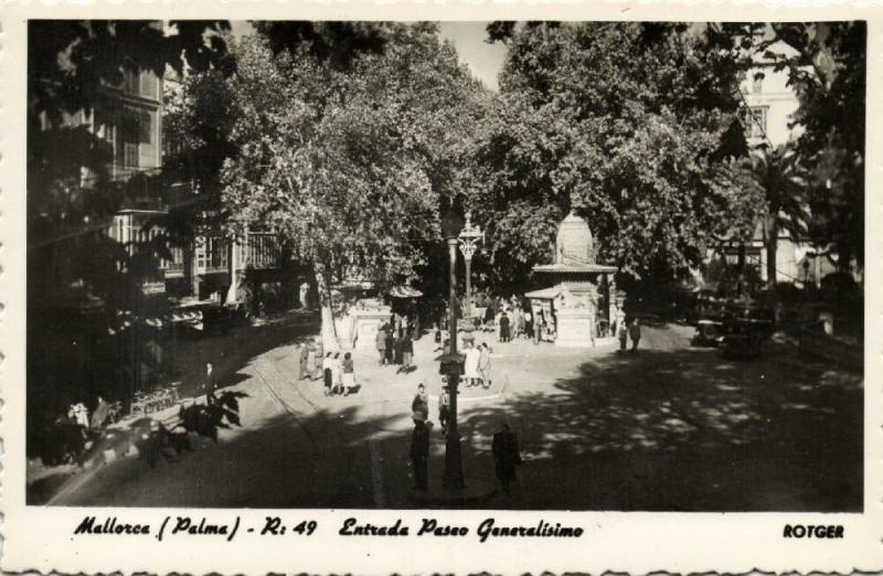 spain, Mallorca, PALMA, Entrada Paseo Generalisimo (1950s) RPPC