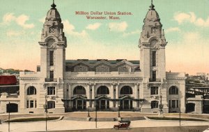 Vintage Postcard 1916 Million Dollar Union Station Worcester Massachusetts MA