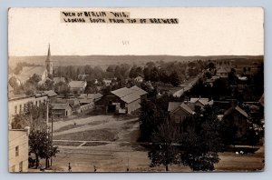 J90/ Berlin Wisconsin RPPC Postcard c1910 Birdseye Church Western Hotel 356