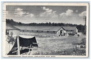 1917 Headquarters Troop Sheds Camp Devens Ayer Massachusetts MA Postcard