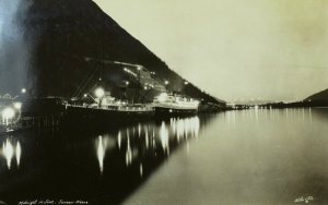 RPPC Steamships, Midnight in June, Juneau, Alaska Vintage Postcard F41